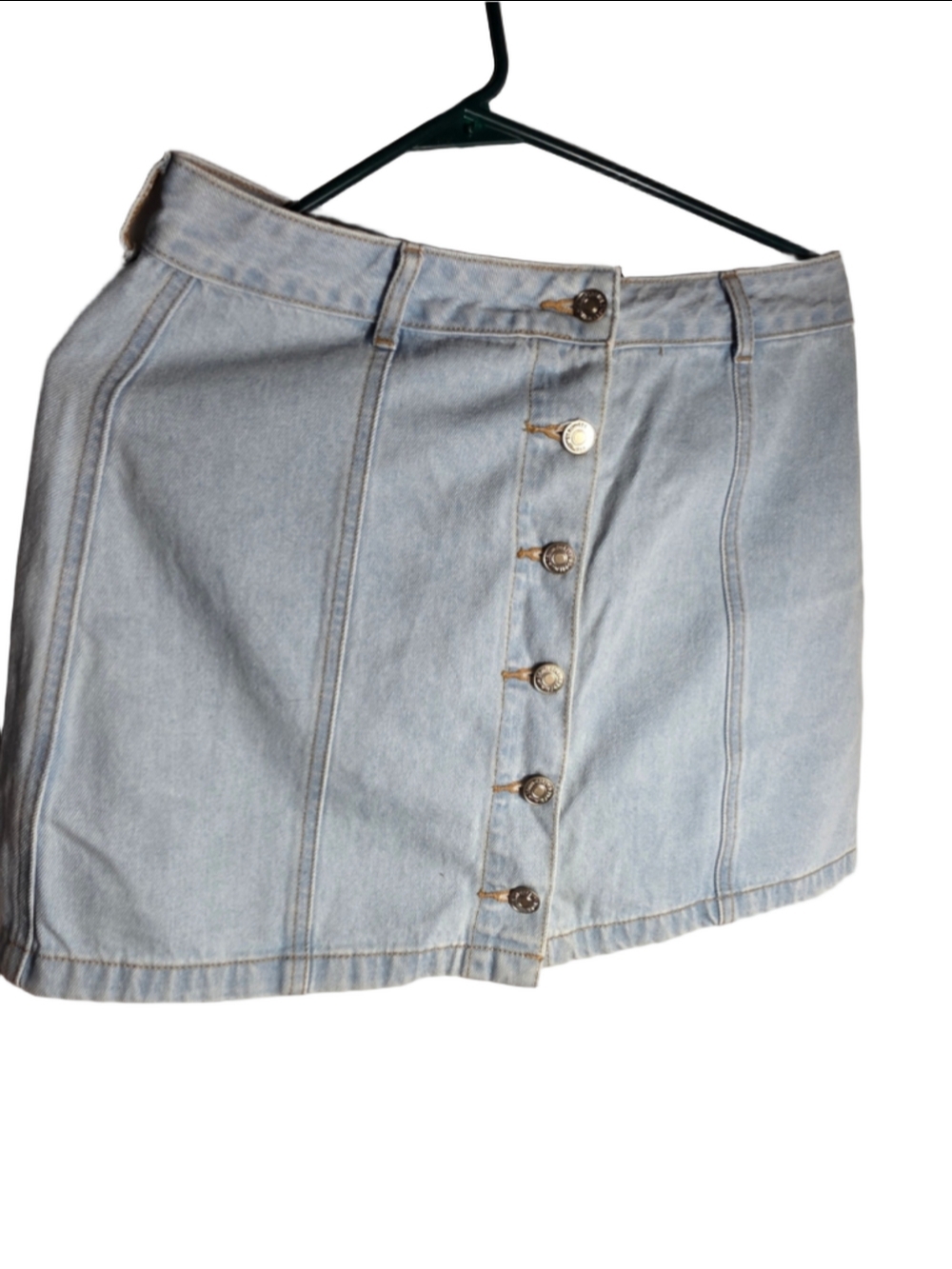 Women's Forever 21 Light Blue Denim jean Mini Skirt Size M trendy Y2K-inspired